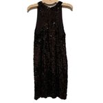 Vince SEQUINED BURGUNDY BROWN SLEEVELESS ROUND NECK COCKTAIL DRESS 12 Photo 3