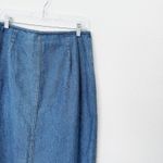 [Vintage] 90s Lizwear Medium Wash Denim Wrap Front Straight Midi Skirt Size 12 Blue Photo 6