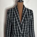 Lush Clothing LUSH Tweed White Black Silver Plaid Wool Blend One Button Blazer Size M Photo 4