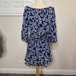 Veronica M Navy and White Leaf Print Dress Photo 2