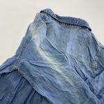 Bella Dahl Dress Womens Small Blue Chambray Denim Long Sleeve Frayed Hem Mini Photo 9