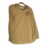 Country Store 100% Cotton Tan Pumpkin Embroidered Long Sleeve Button Down Medium Photo 0