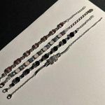 Women’s Lot Of 4 Rhinestone Tennis Bracelet Adjustable Extension Chains Photo 0