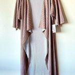 LuLaRoe NWT  Small Sarah Maxi Cardigan Gold Bronze White Pleated Drape Open Front Photo 0