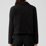 Eileen Fisher  Organic Cotton Denim Notch Collar Jacket Washed Vintage Black L Photo 2