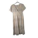 Madewell Linen Blend Clara Midi Dress Plaid Pockets Cottagecore Womens Small Photo 2