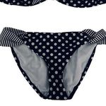 Xhilaration Navy & White Polka Dot Striped Bikini Size Large Photo 0