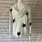 Rachel Zoe White Cashmere Long Sleeve Hoodie with Black Graphic Stars Photo 4