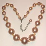 Chunky Pale Pink Boho Beaded Retro Necklace Gold Photo 0