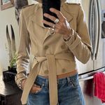 Super cute cropped trench coat rustic raw edge Tan Size undefined Photo 0