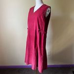 Vintage 70s 80s Corduroy Jumper Dress Coral Pink Sleeveless Midi Medium Photo 3