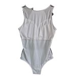 1PC Blue/White Bathing Suit w/ Stripes Zipper Down Back High Neckline Womens M/L Blue Size L Photo 3