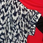 Chicos Glacier Popover Top Size 1 Size Small Blue Floral Short Sleeve Boho Black Photo 3