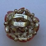 Vintage Gold Tone Coral Pink Peach Lucite Cabochon Ring stones Women’s Sz 8” Photo 6