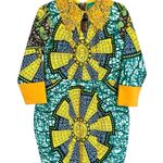 Handmade Colorful African Print Geometric Dress with Yellow Details Photo 0