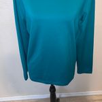 Susan Graver Essentials Size M Teal Green Ruched Turtleneck Long Sleeve Top Photo 2