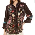 Johnny Was  Luciana Floral Butterfly Velvet Kimono Sleeve Shirt Coffee XXL NEW Photo 7
