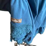 Matilda Jane Make Believe Hold The Key Teal Blue Crochet Trim Mini Dress Size M Photo 4