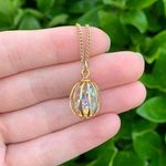 Gold Color Cage Style Necklace with Sequins Photo 0