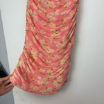 Moschino Floral Daisy Print Strapless Dress Sz 8 Pink Ruched Bodycon Photo 5