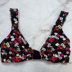 Skinny Dippers Dora Daisey Mae Bikini Top Black Floral Lace Ruffle Size L New Size L Photo 1