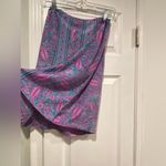 Boho Queens Size S Silk Blend Pink Mandala Paisley Lightweight Zip Midi Skirt Photo 2