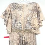 Mac Duggal  67842 Bell Sleeve Floral Embellished Formal Event Gown, Taupe Size 4 Photo 5