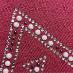 Guess  Esma Mock neck Logo Sweater Preppy Coastal Beach Boho Pink XL Beaded pearl Photo 9