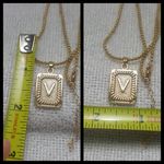 Gold plated Stainless Steel Initial V Letter Pendant Comes With 18" in Long Box Adjustable Chain Necklace Photo 2