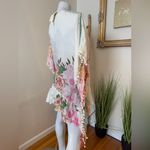 Anthropologie Z & L Europe Floral Pom Pom Kimono Tunic Coverup Bohemian OS White Size undefined Photo 4