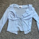 Princess Polly  Tie Blouse sky blue sheer ruffled tie front blouse Photo 2