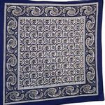 Vtg 1970s Western Paisley Pocket Square Bandana Head Wrap Navy & White Blue Photo 0