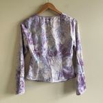 ZARA NEW  Purple Marble Satin Effect Long Sleeve‎ Printed Top Size S Blouse Top Photo 8
