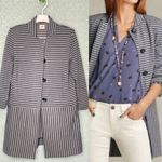 CAbi  Style 5474 Gray Navy Blue Dappled Striped Car Coat Size Small Photo 2