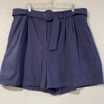 Modcloth  x Princess Highway Women’s 22 Linen Belted High Waist Shorts | Navy Ple Photo 0