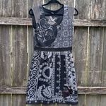 Desigual  Printed Black Gray Bodycon‎ Dress Medium Photo 1