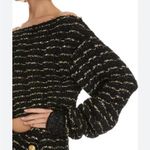 Balmain  Off The‎ Shoulder Metallic Cropped Top Black Gold FR 38 US 6 Photo 3