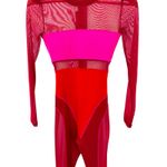 Adidas ‎ Ivy Park Catsuit Red Pink Mesh Long Sleeve Bodysuit NWT Small Beyoncé Photo 3