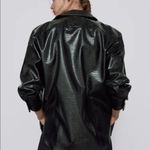ZARA  Embossed FAUX LEATHER BUTTON DOWN OVER-SHIRT BLACK NEW Photo 3