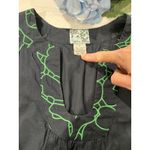 Tabitha Embroidered Tunic Top Navy Blue Green Floral Cotton Dress Size 4 Photo 3