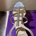 New York Transit  Baguette Wedge Sandal, Holographic Silver Bridal Evening Shoes Photo 7