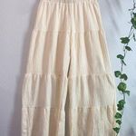 SheIn Breezaya High Waist Flare Leg Pants Cream Textured Pants, Size Large Photo 0