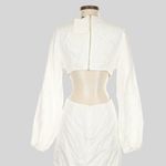 DISSH Tina White Linen Twist Mini Dress Size 4 Cutout Long Sleeve V Photo 9