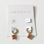 NWT ADORNIA 14K Plated Gold Floral Dangle Hoops Pink Mother of Pearl Photo 2