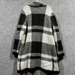 New Directions Cardigan Sweater Women Medium Black White Plaid Knit Stretch Cozy Photo 5