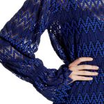 Free People Blue Simone Mock Neck Lace Mini Dress Size Medium Photo 6