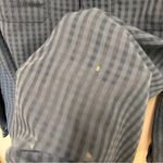 Eddie Bauer semi-sheer blue patterned blouse with front buttons size large Photo 4