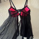 Victoria's Secret  Black and Pink Chemise with Sheer Mesh and Bow Photo 3
