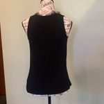 Olivia Moon  Black Tank Sleeveless Top with Feathery Fringe Women’s Small Medium Photo 3