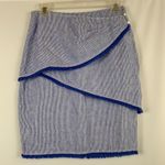 J. McLaughlin  Mallorca Linen Asymmetrical-Layer Blue & White Striped Skirt‎ Photo 2